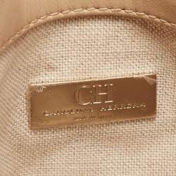 Pre Owned CH Carolina Herrera Beige Quilted Leather Chain Flap Shoulder Bag