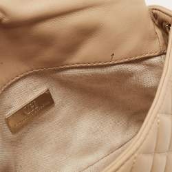 Pre Owned CH Carolina Herrera Beige Quilted Leather Chain Flap Shoulder Bag