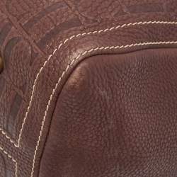 Pre Owned CH Carolina Herrera Choco Brown Monogram Leather Large Andy Boston Bag