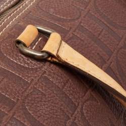 Pre Owned CH Carolina Herrera Choco Brown Monogram Leather Large Andy Boston Bag
