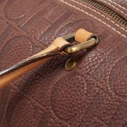 Pre Owned CH Carolina Herrera Choco Brown Monogram Leather Large Andy Boston Bag