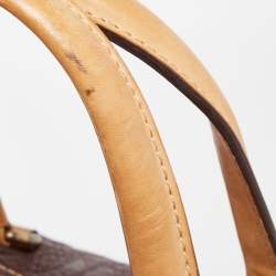 Pre Owned CH Carolina Herrera Choco Brown Monogram Leather Large Andy Boston Bag