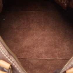 Pre Owned CH Carolina Herrera Choco Brown Monogram Leather Large Andy Boston Bag