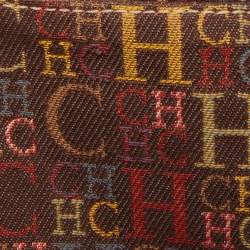 Pre Owned CH Carolina Herrera Choco Brown Monogram Leather Large Andy Boston Bag