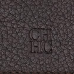 Pre Owned CH Carolina Herrera Teal Embossed Leather Trifold Compact Wallet