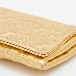 Pre Owned CH Carolina Herrera Gold Monogram Leather Jerry Chain Clutch 