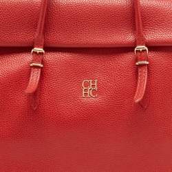 مملوكة مسبقًا CH Carolina Herrera Red Leather Tempo Collection Adagio Tote
