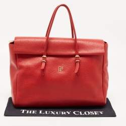 مملوكة مسبقًا CH Carolina Herrera Red Leather Tempo Collection Adagio Tote