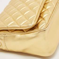 Pre Owned CH Carolina Herrera Gold Quilted Leather Chain Flap Shoulder Bag