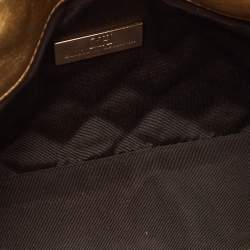 Pre Owned CH Carolina Herrera Gold Quilted Leather Chain Flap Shoulder Bag