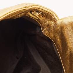 Pre Owned CH Carolina Herrera Gold Quilted Leather Chain Flap Shoulder Bag