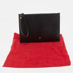 Pre Owned CH Carolina Herrera Black Quilted Leather Continental Pouch