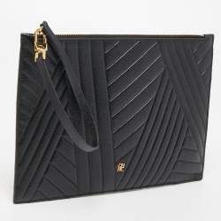 Pre Owned CH Carolina Herrera Black Quilted Leather Continental Pouch