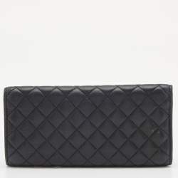 Pre Owned CH Carolina Herrera Black Quilted Leather Continental Wallet