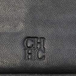 Pre Owned CH Carolina Herrera Black Quilted Leather Continental Wallet