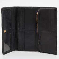 Pre Owned CH Carolina Herrera Black Quilted Leather Continental Wallet