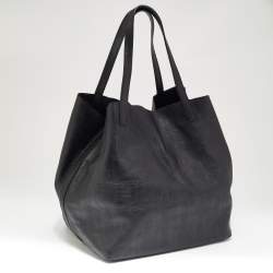 Pre Owned CH Carolina Herrera Black Monogram Leather Matryoshka Tote