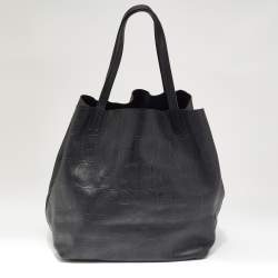 Pre Owned CH Carolina Herrera Black Monogram Leather Matryoshka Tote