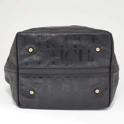 Pre Owned CH Carolina Herrera Black Monogram Leather Matryoshka Tote