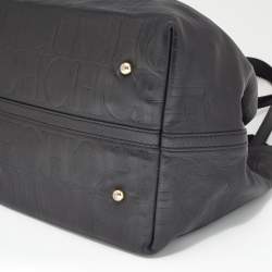 Pre Owned CH Carolina Herrera Black Monogram Leather Matryoshka Tote