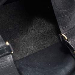 Pre Owned CH Carolina Herrera Black Monogram Leather Matryoshka Tote