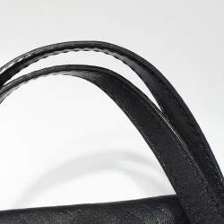 Pre Owned CH Carolina Herrera Black Monogram Leather Matryoshka Tote