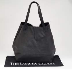 Pre Owned CH Carolina Herrera Black Monogram Leather Matryoshka Tote