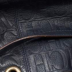 Pre Owned CH Carolina Herrera Blue Monogram Leather Poppy Hobo