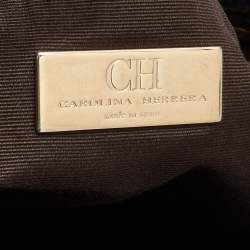 Pre Owned CH Carolina Herrera Blue Monogram Leather Poppy Hobo
