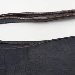 Pre Owned CH Carolina Herrera Blue Monogram Leather Poppy Hobo