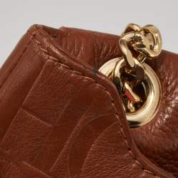 Pre Owned CH Carolina Herrera Brown Monogram Leather Audrey Shoulder Bag