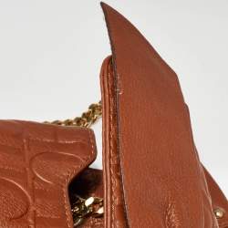 Pre Owned CH Carolina Herrera Brown Monogram Leather Audrey Shoulder Bag