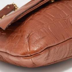 Pre Owned CH Carolina Herrera Brown Monogram Leather Audrey Shoulder Bag