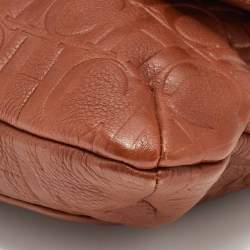 Pre Owned CH Carolina Herrera Brown Monogram Leather Audrey Shoulder Bag