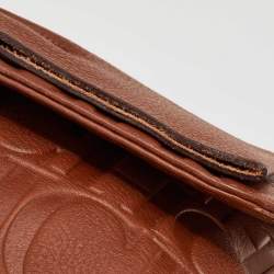 Pre Owned CH Carolina Herrera Brown Monogram Leather Audrey Shoulder Bag