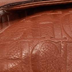 Pre Owned CH Carolina Herrera Brown Monogram Leather Audrey Shoulder Bag