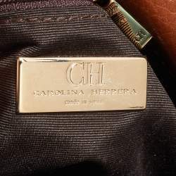 Pre Owned CH Carolina Herrera Brown Monogram Leather Audrey Shoulder Bag