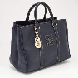 Pre Owned CH Carolina Herrera Blue Leather Andy Tote