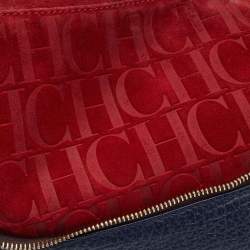 Pre Owned CH Carolina Herrera Navy Blue Leather Tassel Hobo