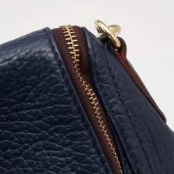 Pre Owned CH Carolina Herrera Navy Blue Leather Tassel Hobo