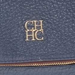 Pre Owned CH Carolina Herrera Navy Blue Leather Tassel Hobo