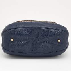 Pre Owned CH Carolina Herrera Navy Blue Leather Tassel Hobo