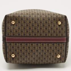 Pre Owned حقيبة يد كارولينا هيريرا قفل ماترايوشكا جلد وكانفاس مقوى مونوغرامى وردية / بيج 