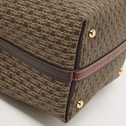 Pre Owned حقيبة يد كارولينا هيريرا قفل ماترايوشكا جلد وكانفاس مقوى مونوغرامى وردية / بيج 