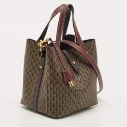 Pre Owned حقيبة يد كارولينا هيريرا قفل ماترايوشكا جلد وكانفاس مقوى مونوغرامى وردية / بيج 