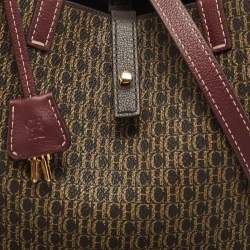 Pre Owned حقيبة يد كارولينا هيريرا قفل ماترايوشكا جلد وكانفاس مقوى مونوغرامى وردية / بيج 