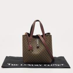 Pre Owned حقيبة يد كارولينا هيريرا قفل ماترايوشكا جلد وكانفاس مقوى مونوغرامى وردية / بيج 