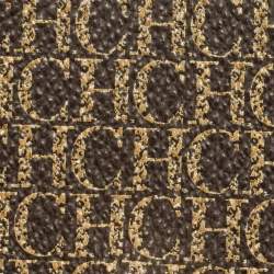 Pre Owned حقيبة يد كارولينا هيريرا قفل ماترايوشكا جلد وكا نفاس مقوى مونوغرامى وردية / بيج 