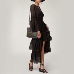 Pre Owned حقيبة يد كارولينا هيريرا قفل ماترايوشكا جلد وكانفاس مقوى مونوغرامى وردية / بيج 