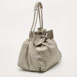 Pre Owned حقيبة  سي أتش كارولينا هيريرا باكيت  جلد منقوش بني داكن بفيونكة